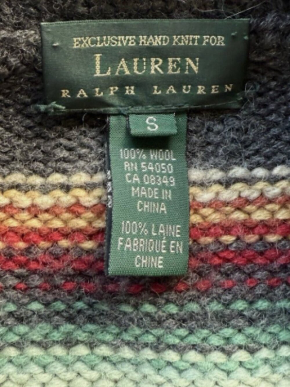 Vintage Ralph Lauren Wool Knit Southwestern Cardigan Sweater Concho Ties S - Picture 9 of 11